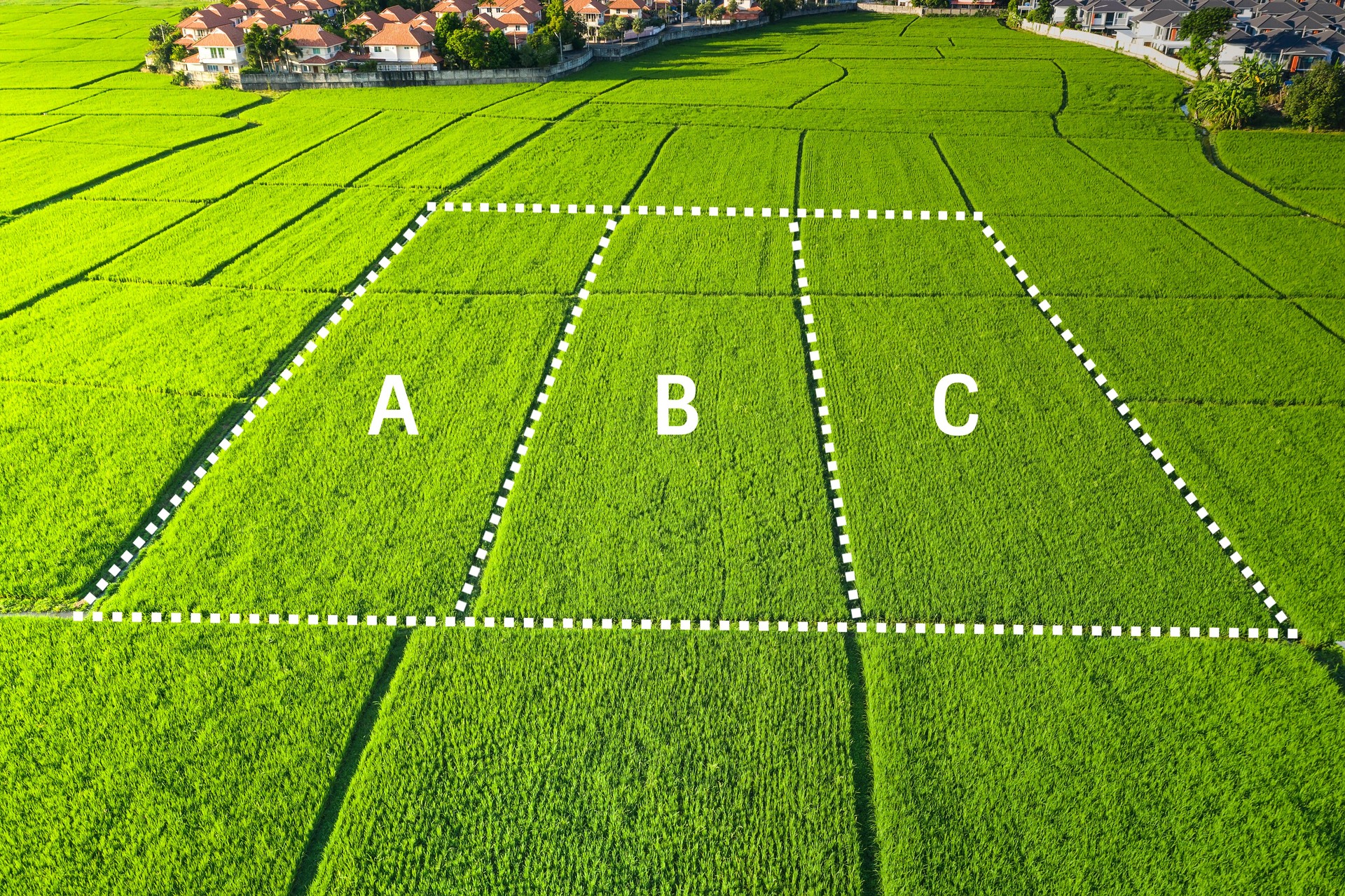 Land plot in aerial view for development or investment.